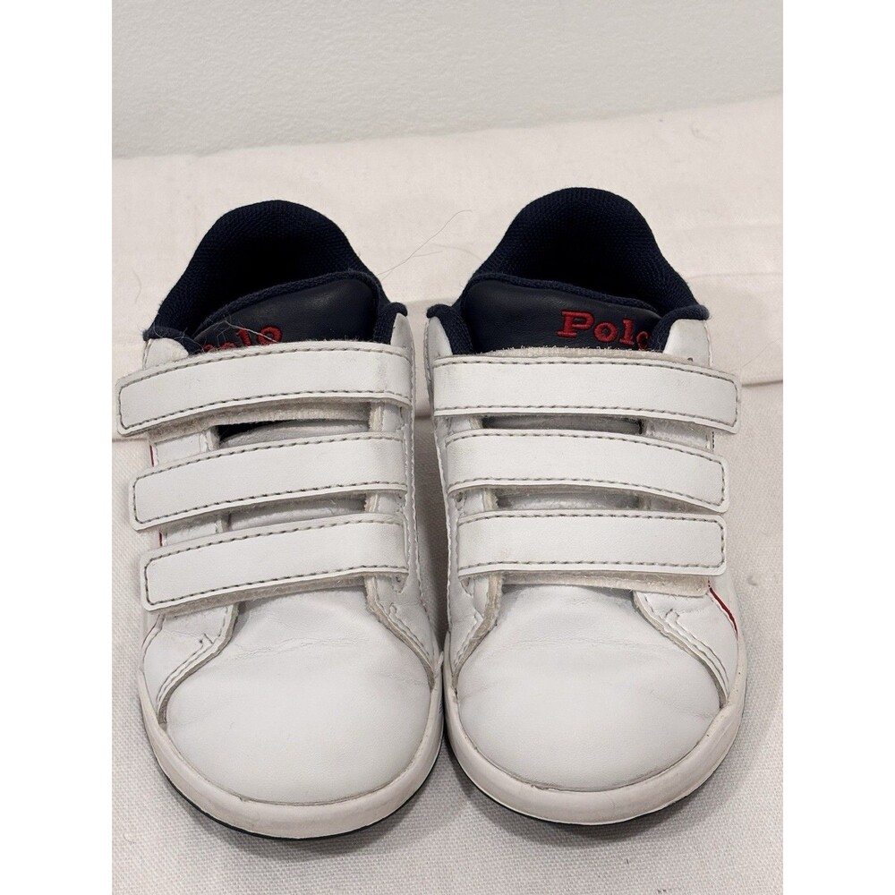 Polo Ralph Lauren Kids Sneakers White Red Navy Pony Logo Size 9 Toddler‎